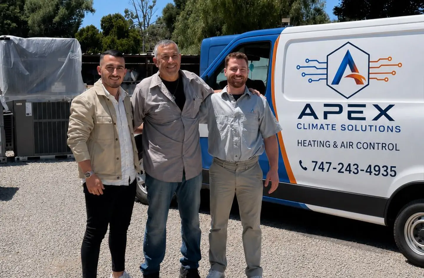 Apex Climate Solutions service van and team